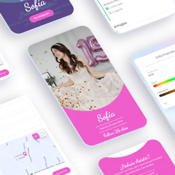 diseño de invitaciones digitales para 15 años